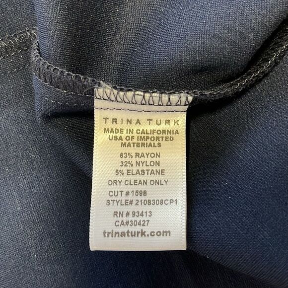 NWT Trina Turk Navy Bateau Neck Dolman Sleeves Blouson Waist Stretch Bela Dress - Picture 8 of 8